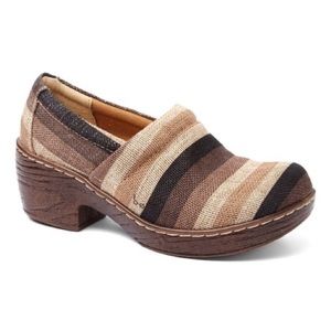 b.o.c. Dark Brown Striped Nadiyya Clogs Block Heeled Slip On Shoes Size 8.5M
